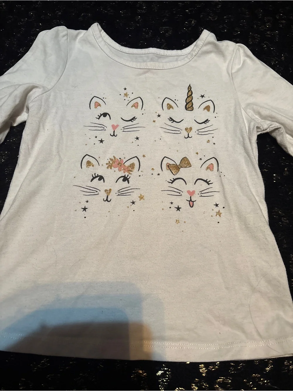 White Unicorn & Kitty Print Kids Shirt and Pants Set - Picture 5 of 6
